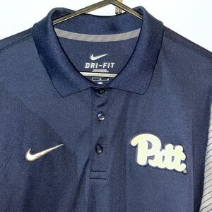 Pitt Panthers Blue & Gold Stripe Sleeve Nike Golf Polo Tennis SS DriFit Shirt